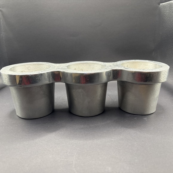 Other - Vintage Industrias Jokabe Mexican Brutalist Cast Aluminum Triple Candleholder